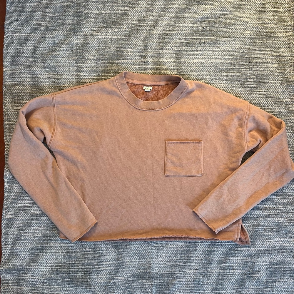 Aerie Tan Long Sleeve Crewneck Sweatshirt Small